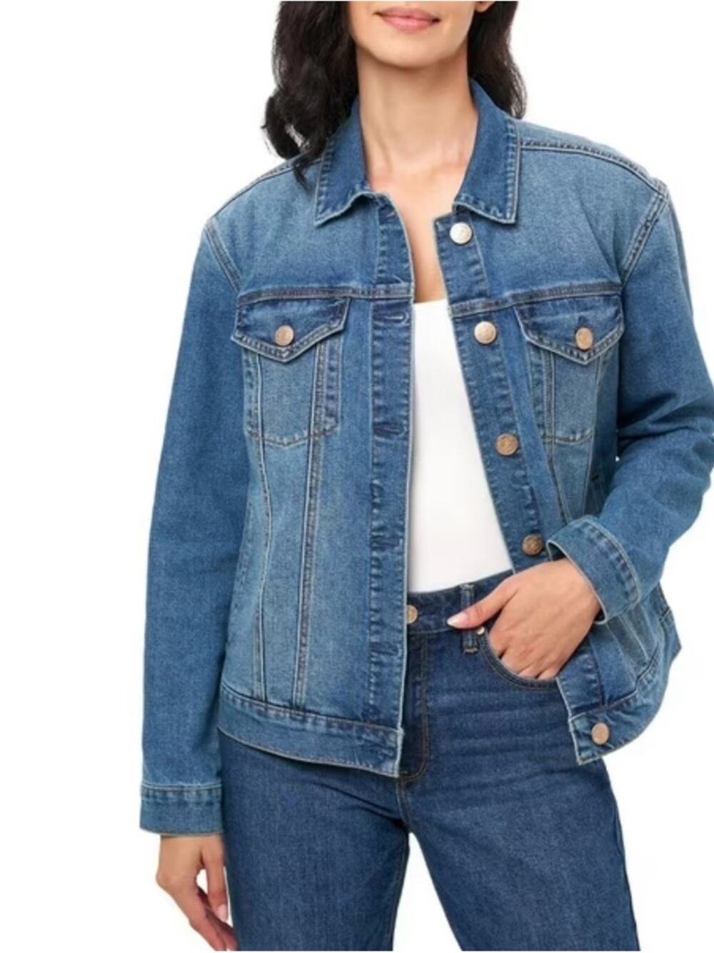 NWOT Seven 7 Classic Blue Denim Women’s Trucker Jacket Size XXL